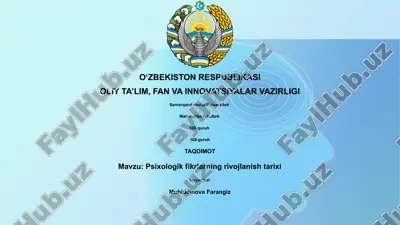 psixologik fikrlarning rivojlanish tarixi — PPTX