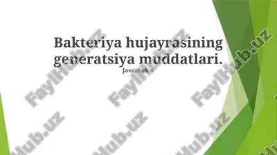 bakteriya hujayrasining generatsiya muddatlari — PPTX