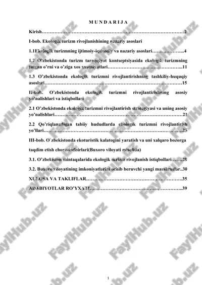 o`zbekistonda ekologik turizmni tashkil qilish — DOCX
