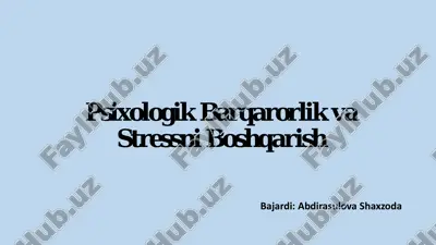 psixologik barqarorlik va stressni boshqarish — PDF