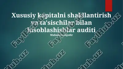 xususiy kapitalni shakllantirish va ta'sischilar bilan hisoblashishlar auditi — PPTX