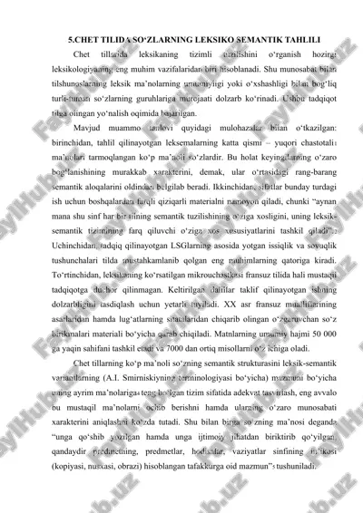 chet tilida so‘zlarning leksiko semantik tahlili — DOCX