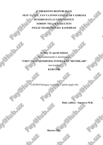 chet tili o'qitishning interaktiv metodlari — DOCX