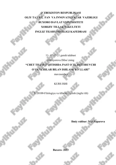 filologiya va tillarni o`qitish (ingliz tili) — DOCX