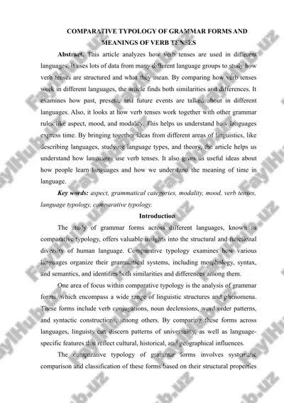 comparative typology of grammar forms and meanings of verb tenses — DOCX