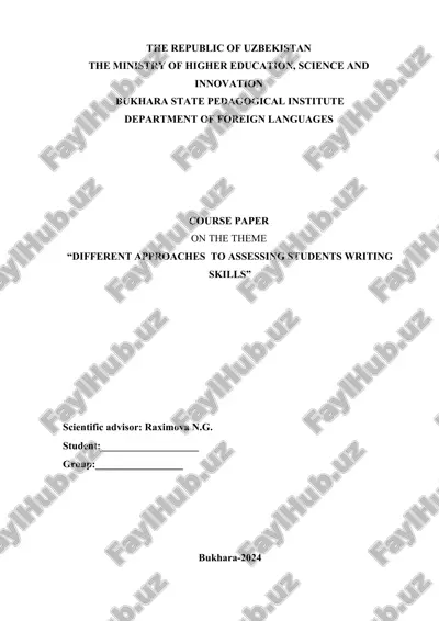 course paper on "different approaches to assessing students writing skills" — DOCX
