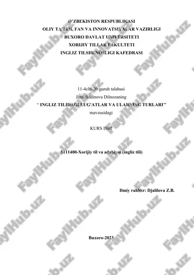 ingliz tilidagi lug'atlar va ularning turlari — DOCX