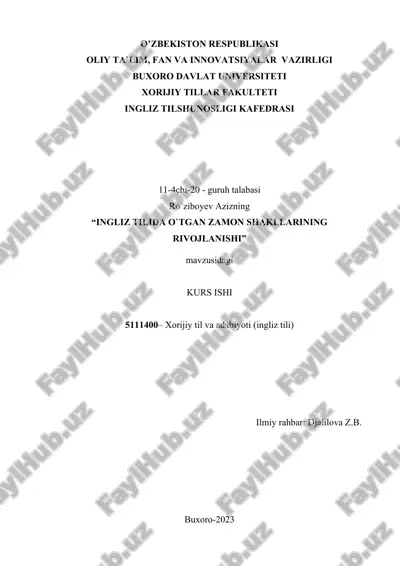 ingliz tilida o`tgan zamon shakllarining rivojlanishi — DOCX