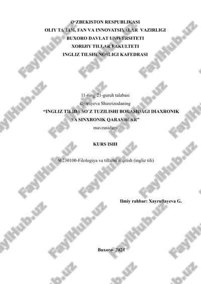 ingliz tilida so`z tuzilishi borasidagi diaxronik va sinxronik qarashlar — DOCX