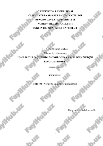 ingliz tili o’qitishda monologik va dialogik nutqni rivojlantirish — DOC