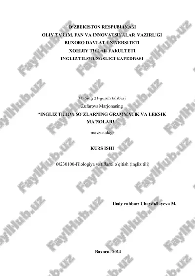 ingliz tilida so`zlarning grammatik va leksik ma`nolari — DOCX