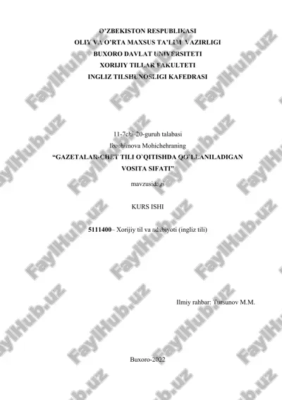 gazetalar-chet tili o`qitishda qo`llaniladigan vosita sifati — DOCX