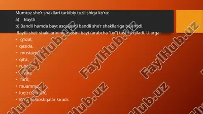 ham baytli, ham bandli she'r shakllari — PPTX