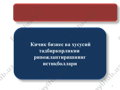 кичик бизнес ва хусусий тадбиркорликни ривожлантиришнинг истиқболлари — PPT