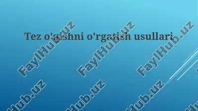 tez o'qishni o'rgatish usullari — PPTX