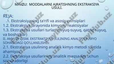 moddalarni ajratishning ekstraksiya usuli — PPTX