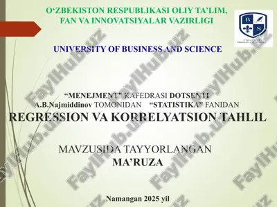 regression va korrelyatsion tahlil — PPT