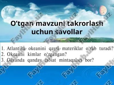 o’tgan mavzuni takrorlash uchun savollar — PPTX