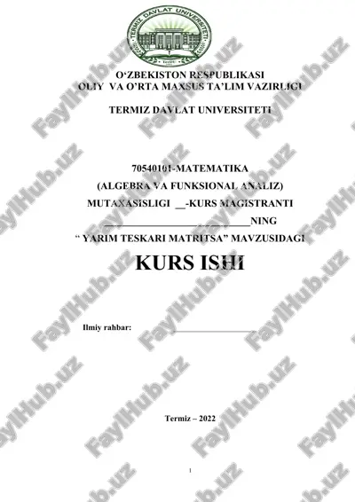 yarim teskari matritsa — DOCX