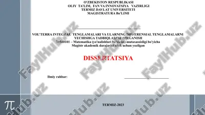 vol’terra integral tenglamalari va ularning differensial tenglamalarni yechishga tadbiqlarini o'rganish — PPTX