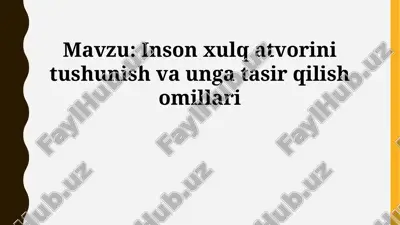 madaniy omillar va inson xulq-atvori — PPTX