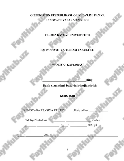 bank xizmatlari bozorini rivojlantirish — DOCX