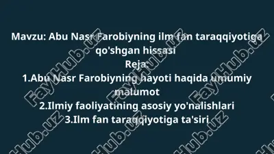 abu nasr farobiyning ilm fan taraqqiyotiga qo'shgan hissasi — PPTX