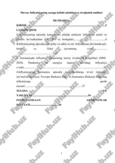 inflyatsiyaning yuzaga kelishi sabablari va rivojlanish omillari — DOCX
