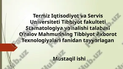 tibbiyot va biologiya ma'lumotlarini ishlash — PPTX