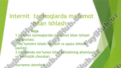 internet tarmoqlarida ma’lumot bilan ishlash — PPTX