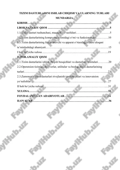 tizim dasturlarini ishlab chiqish va ularning turlari — DOCX