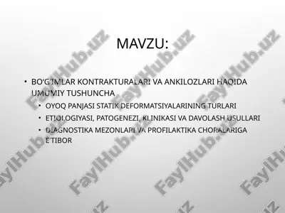 bo‘g‘imlar kontrakturalari va ankilozlari — PPTX