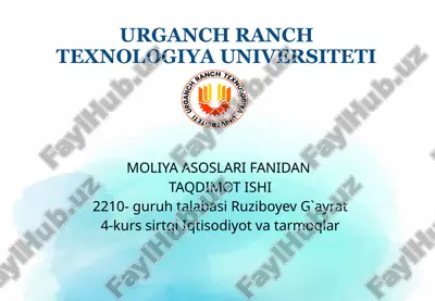 firmaning moliyaviy faoliyatini baholash. pulning vaqt bo`yicha qiymati. risk. obligatsiyalarni baholash — PPTX