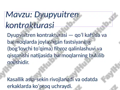 dyupyuitren kontrakturasi — PPTX