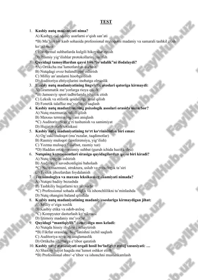 kasbiy nutq madaniyatining lingvistik asoslari — DOC