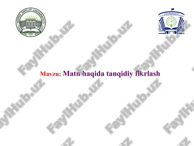 matn haqida tanqidiy fikrlash — PPT