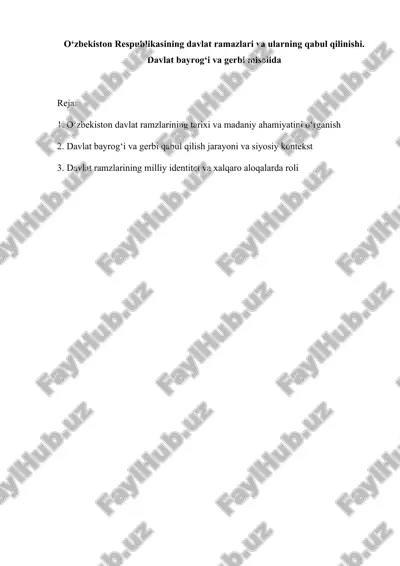 o‘zbekiston davlat ramzlarining tarixi va madaniy ahamiyati — DOCX