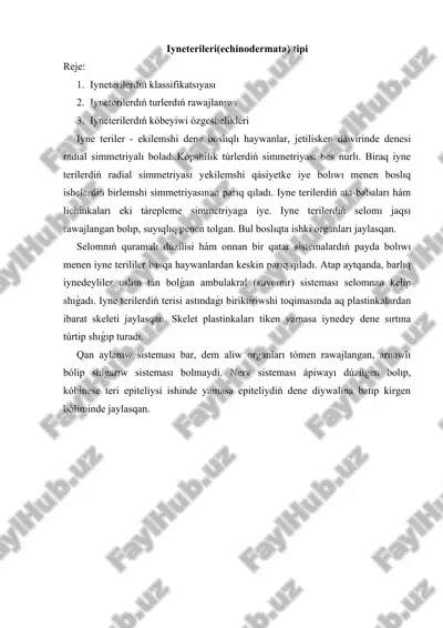 iyneterileri(echinodermata) tipi — DOCX