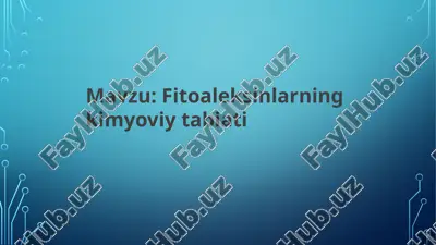 fitoaleksinlarning kimyoviy tabiati — PPTX