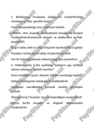musiqaviy qobiliyatlarni rivojlantirish — DOCX