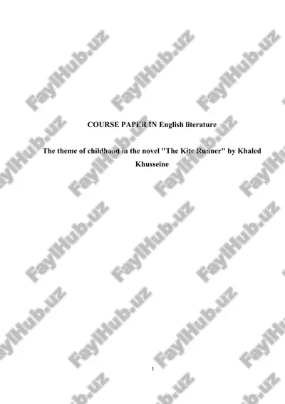 the kite runner english literature course paper — DOC
