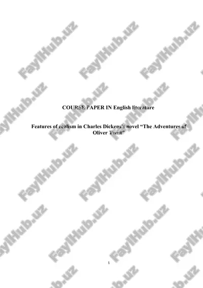 the adventures of oliver twist course paper — DOC