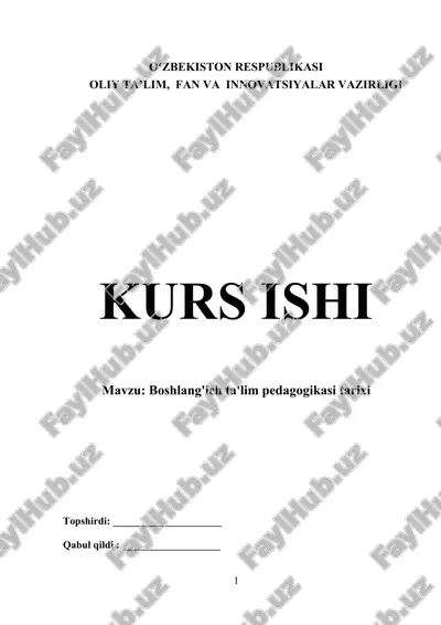 boshlang'ich ta'lim pedagogikasi tarixi — DOCX