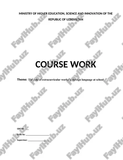 the role of extracurricular works in foreign language at school — DOCX