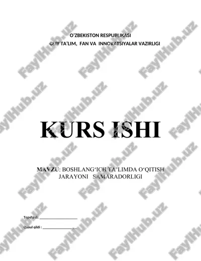boshlangʻich taʼlimda oʻqitish jarayoni samaradorligi — DOCX