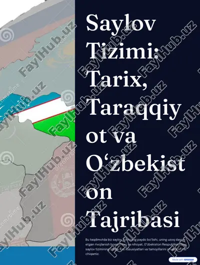 saylov tizimi tarix, taraqqiyot va o'zbekistonga ta'siri — PDF