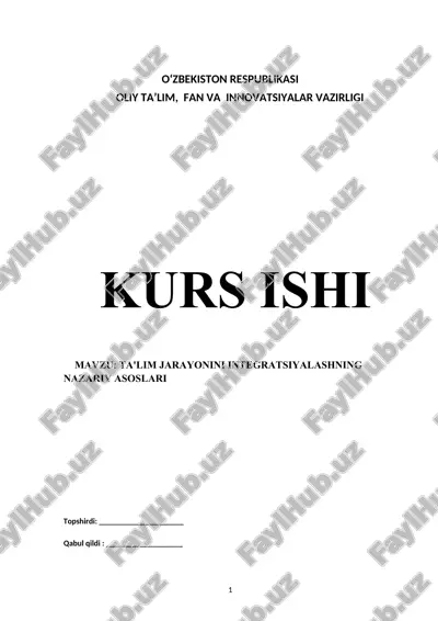 ta'lim jarayonini integratsiyalashning nazariy asoslari — DOCX