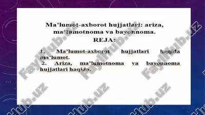 ma’lumot-axborot hujjatlari — PPTX