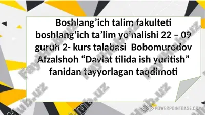 davlat tilida ish yuritish — PPTX