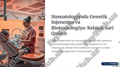 stomatologiyada genetik injeneriya va biotexnologiya: kelajak sari qadam — PDF